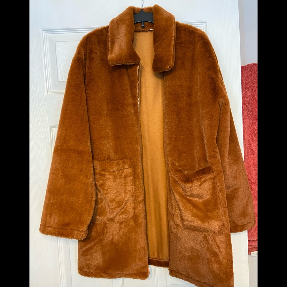 Burnt orange fuzzy coat